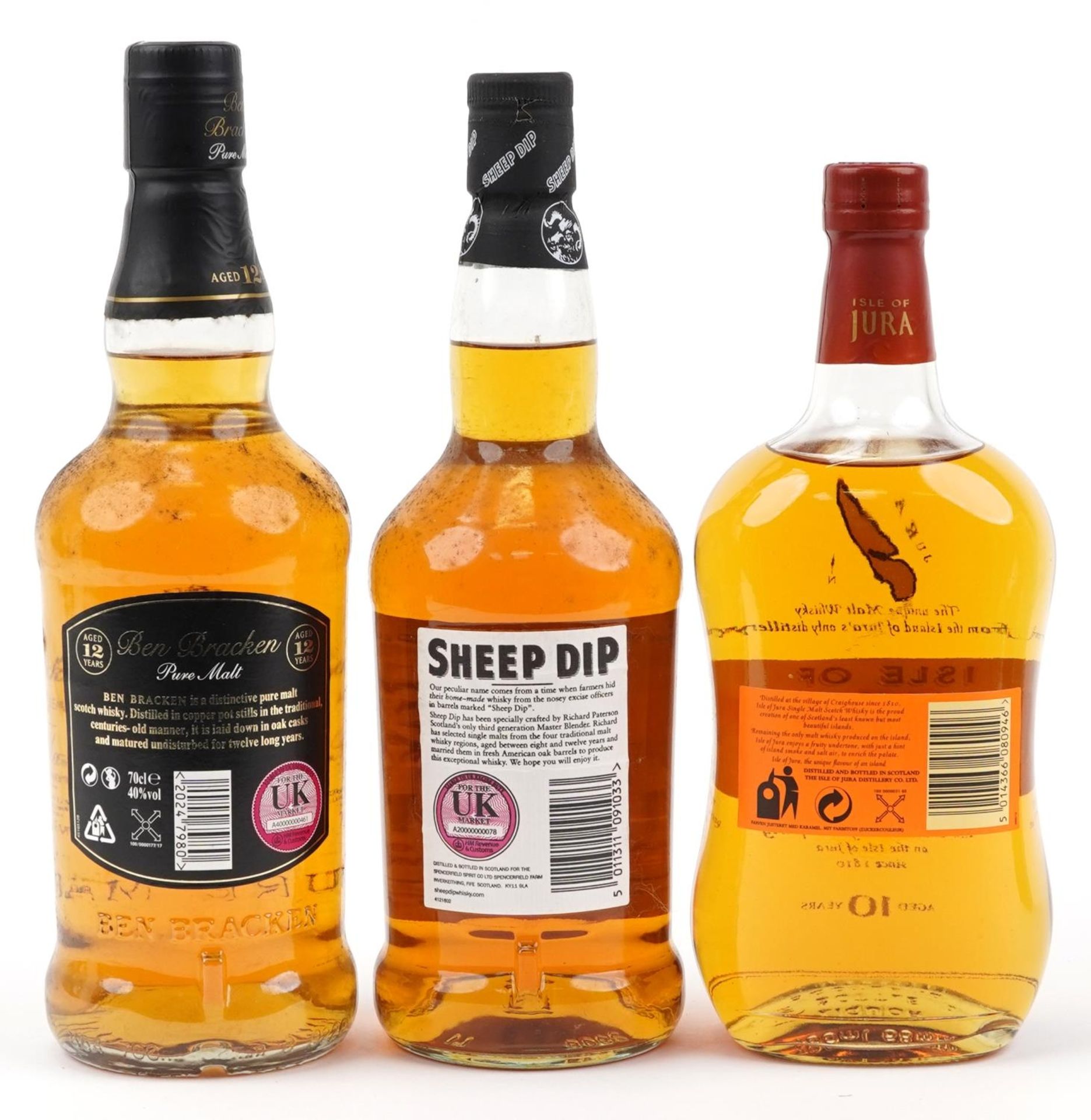 Three bottles of Scotch whisky comprising Isle of Jura aged 10 years, Sheep Dip and Ben Bracken aged - Image 2 of 2