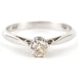18ct white gold diamond solitaire ring, the diamond approximately 4.1mm x 3.7mm, the band