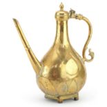 18th century Indian Mughal brass Aftaba ewer, 34cm high : For further information on this lot please