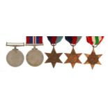 Five British military World War II medals including Italy and 1939-45 stars : For further
