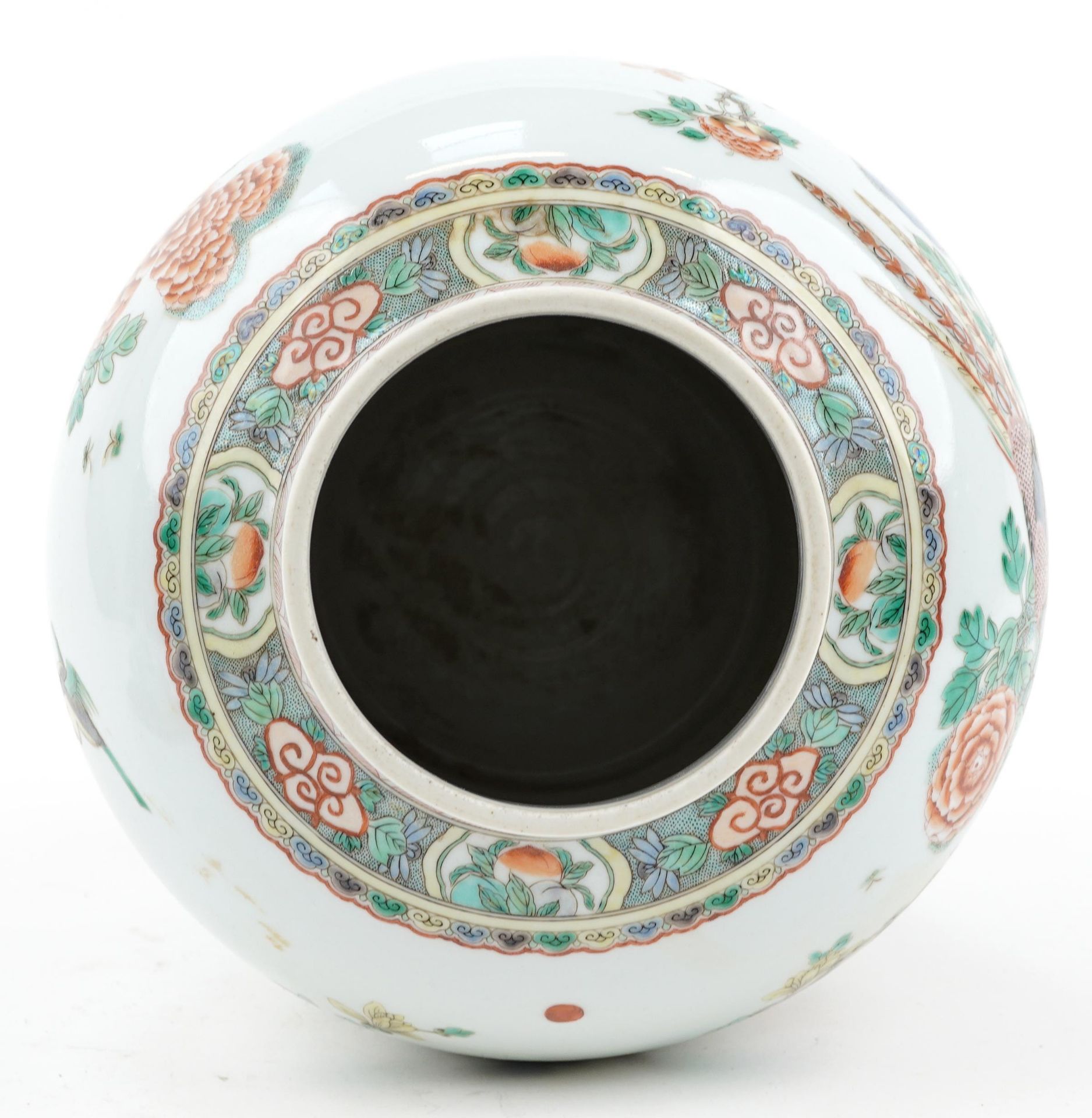 Chinese porcelain baluster vase and cover hand painted in the famille rose palette with birds of - Image 5 of 6