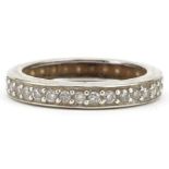 Unmarked white gold diamond eternity ring, each diamond approximately 1.90mm in diameter, size S,