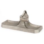 Manner of WMF, Art Nouveau style pewter inkwell with ceramic liner, 25.5cm wide : For further