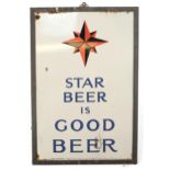 Vintage Star Brewery Star Beer is Good Beer enamel advertising sign housed in a metal frame, overall