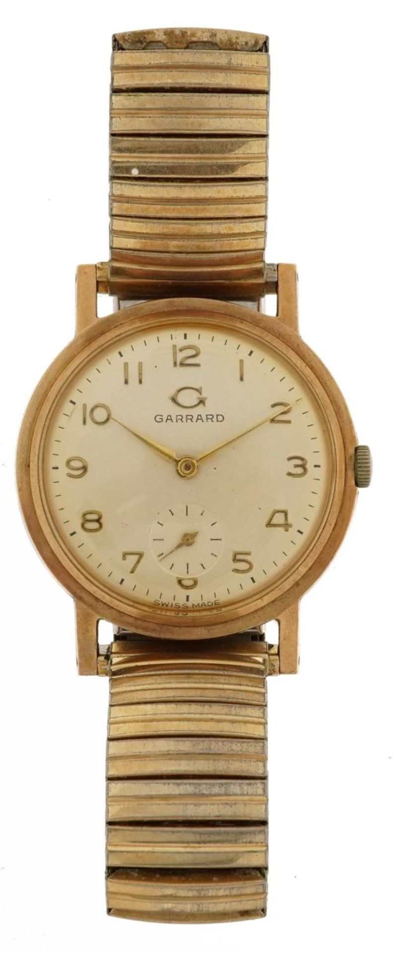 Garrard, gentlemen's 9ct gold manual wristwatch with subsidiary dial, the case numbered 189162, 34mm - Bild 2 aus 4