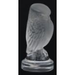 Lalique, French frosted and clear glass Rapace bird of prey paperweight etched Lalique France, 6cm