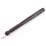 Naval interest hardwood truncheon dated 1895, 40cm in length : For further information on this lot