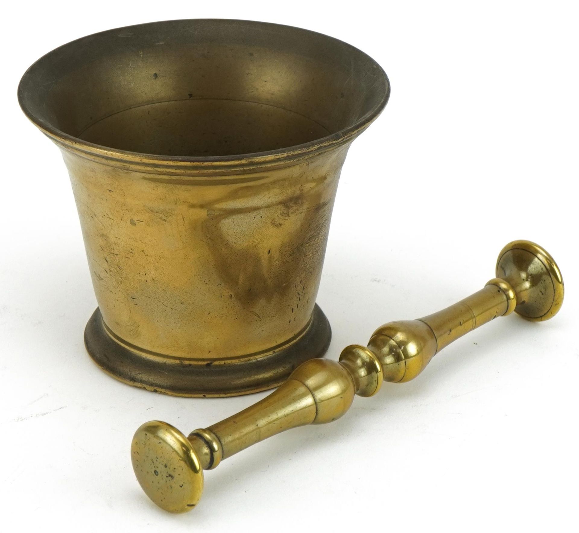 Antique bronze pestle and mortar, the pestle 17cm in length : For further information on this lot - Image 3 of 4