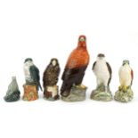 Five Beswick bird decanters and a seal including golden eagle, buzzard and osprey, the largest