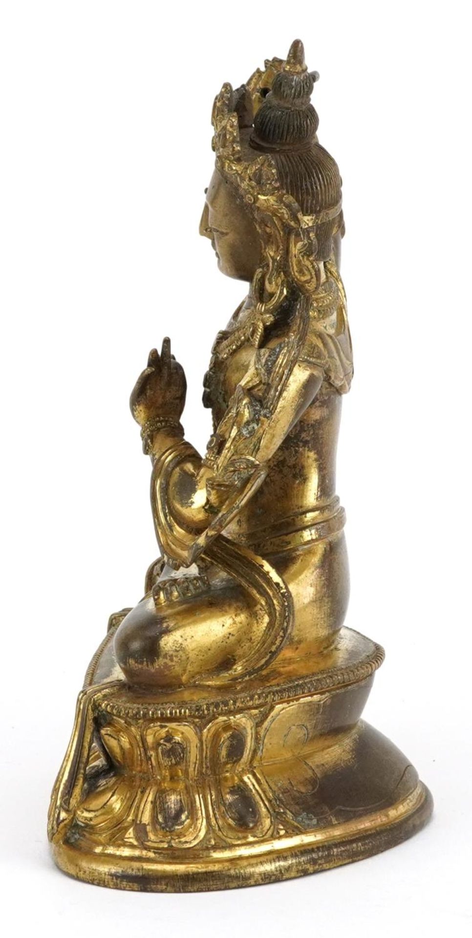 Antique Chino Tibetan gilt bronze figure of Vajrasattva Buddha, 17cm high : For further - Bild 2 aus 6