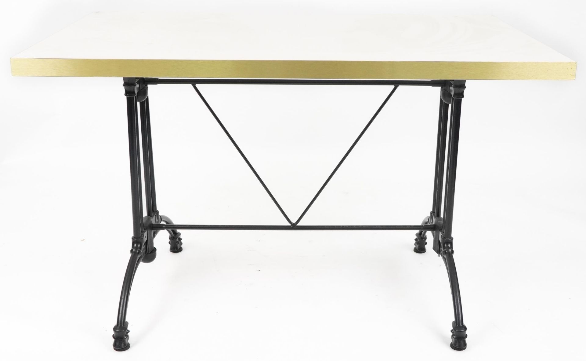 Industrial cast iron and melamine dining table, 74cm H x 120cm W x 75cm D : For further - Image 2 of 4