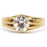 18ct gold diamond solitaire ring, the diamond approximately 1.55 carat, size P/Q, 5.5g : For further