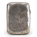 S Blanckensee & Son Ltd, George V silver cigarette case engraved with foliage, Chester 1922, 8.5cm