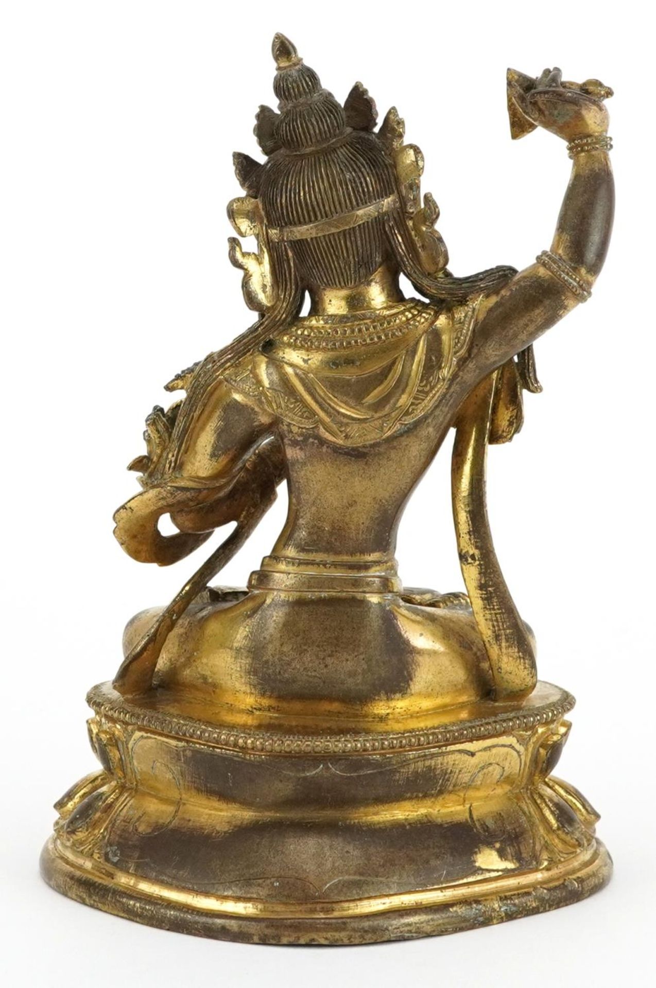 Antique Chino Tibetan gilt bronze figure of Vajrasattva Buddha, 17cm high : For further - Bild 3 aus 6