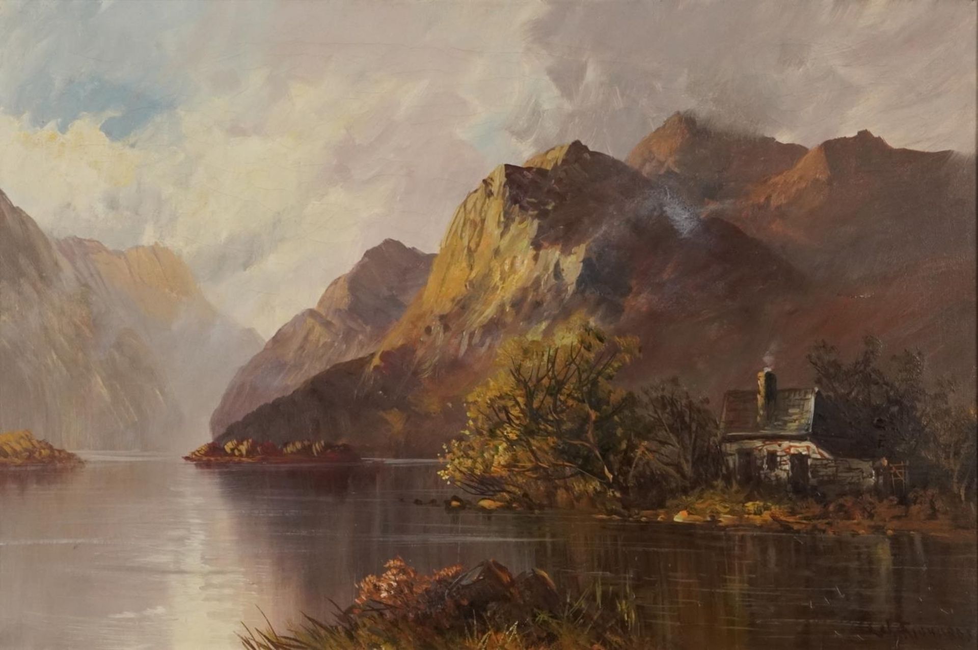 Glen Ogle and Dunkeld, Pair of 19th century Scottish school oil on canvases, indistinctly signed, - Image 2 of 13