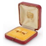 Cartier, vintage French tooled leather jeweller's earring box, 7cm in length : For further