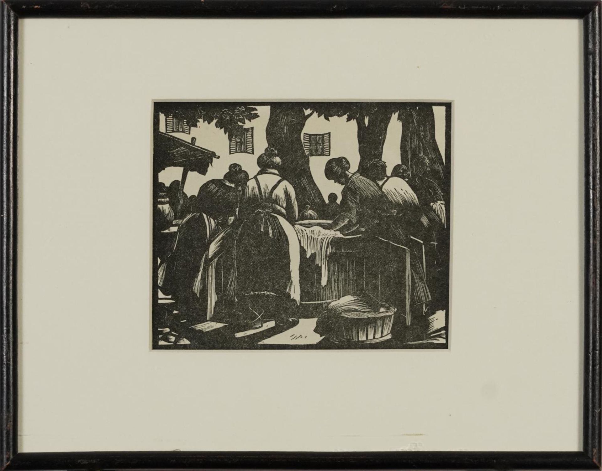 Clare Leighton - Toulon Washerwomen, wood engraving, label inscribed Published in The London Mercury - Bild 2 aus 4