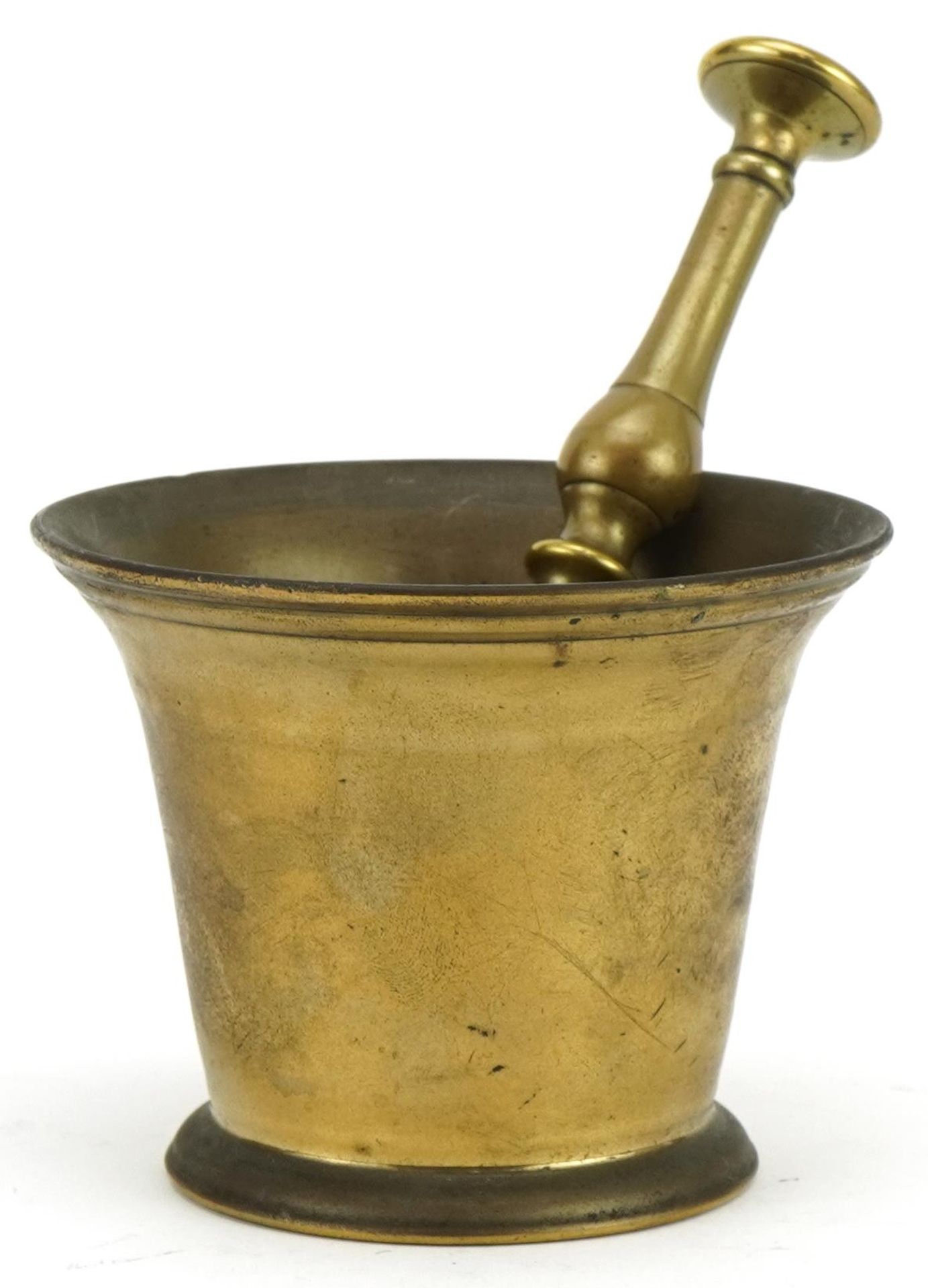 Antique bronze pestle and mortar, the pestle 17cm in length : For further information on this lot