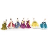 Seven Royal Doulton figurines including Adrienne HN2152, Simone HN2378 and Southern Belle HN2229,