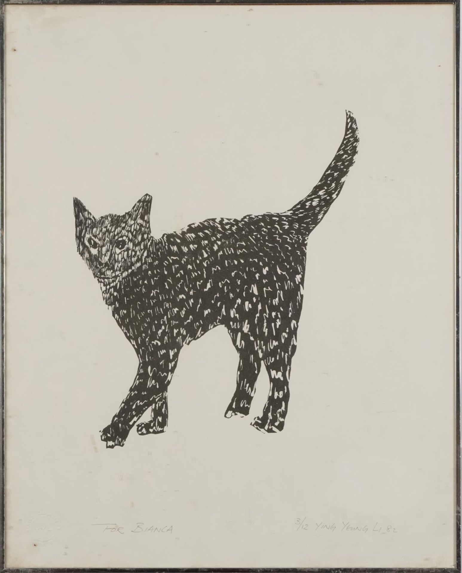 Ying Yeung Li 1982 - Cat, pencil signed print inscribed For Bianca, limited edition 3/12, Spring & - Image 2 of 6