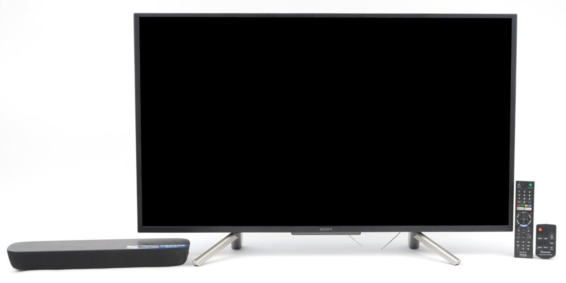 Sony Bravia 43 inch LED Television with remote control, model KDL-43WF663 and a Panasonic sound