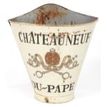 Chateauneuf du Pape painted tin advertising grape pickers hod/bucket, 62cm high : For further