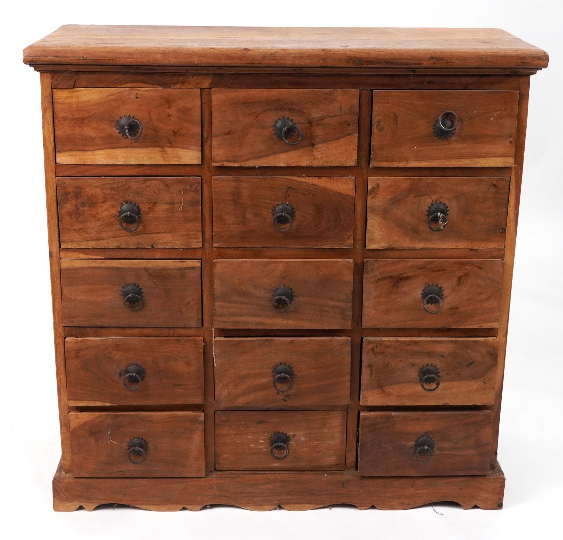 Asian hardwood fifteen drawer haberdashery chest, 89cm H x 88cm W x 36cm D : For further information - Image 2 of 4