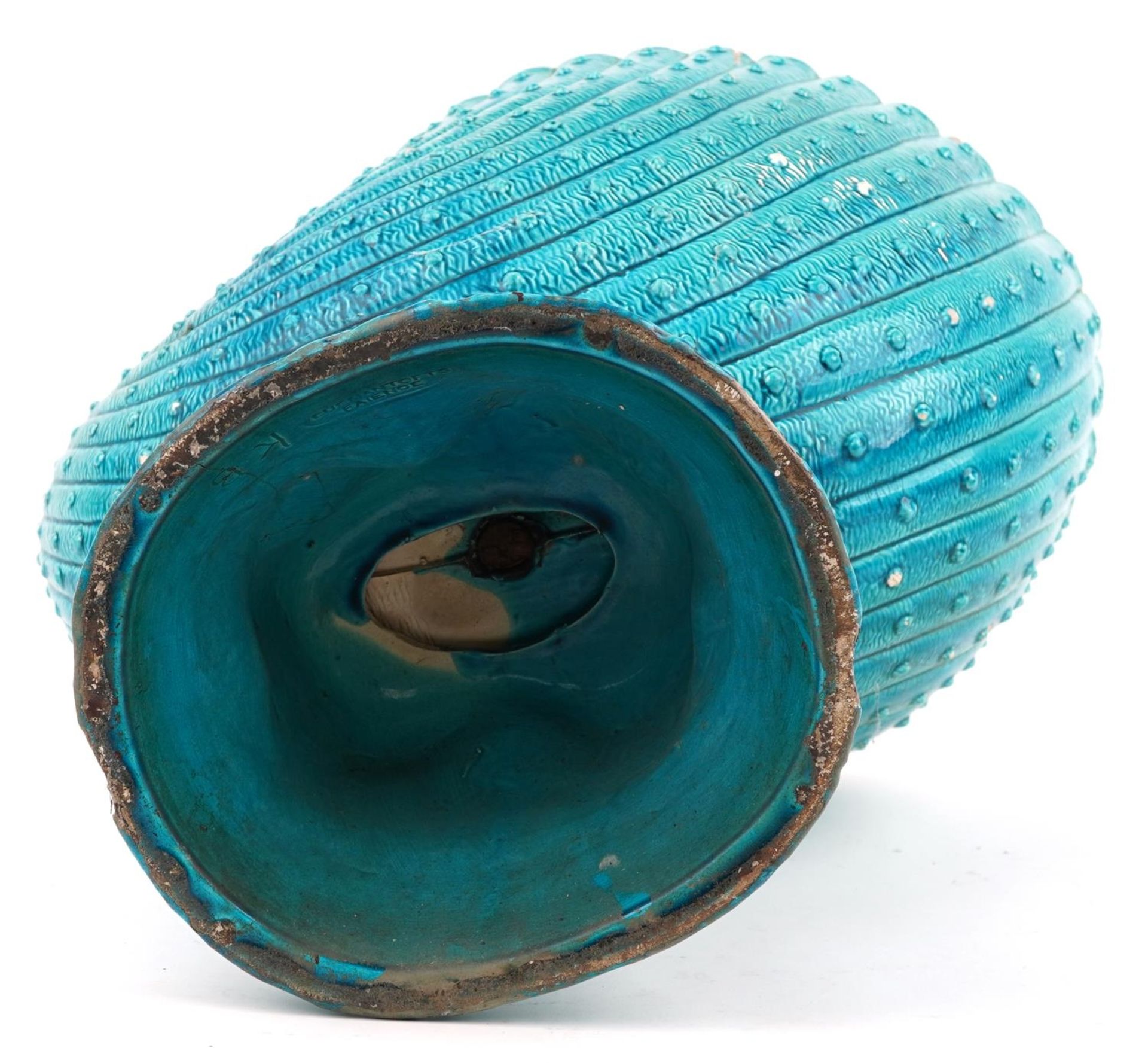 Burmantofts, large Arts & Crafts blue faience glazed nautilus shell shop display jardiniere - Image 3 of 3