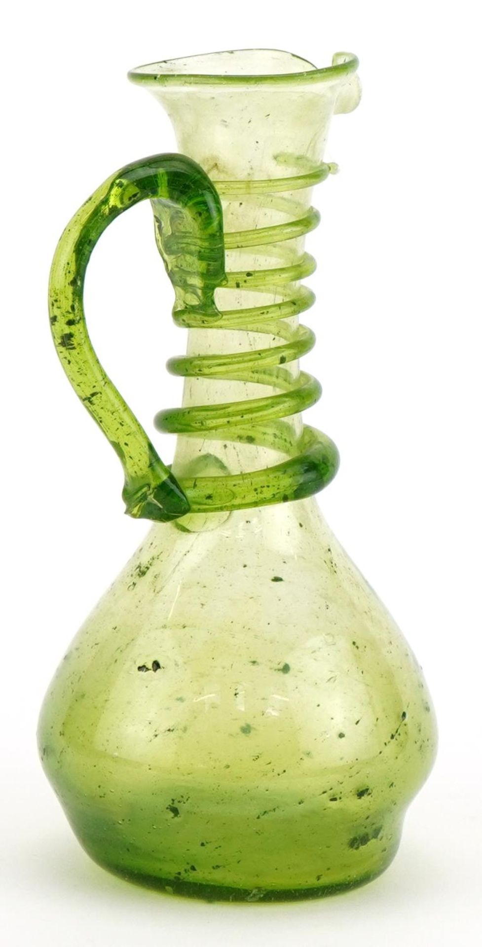 Roman style green glass ewer with trailed decoration, 15cm high : For further information on this - Image 2 of 3