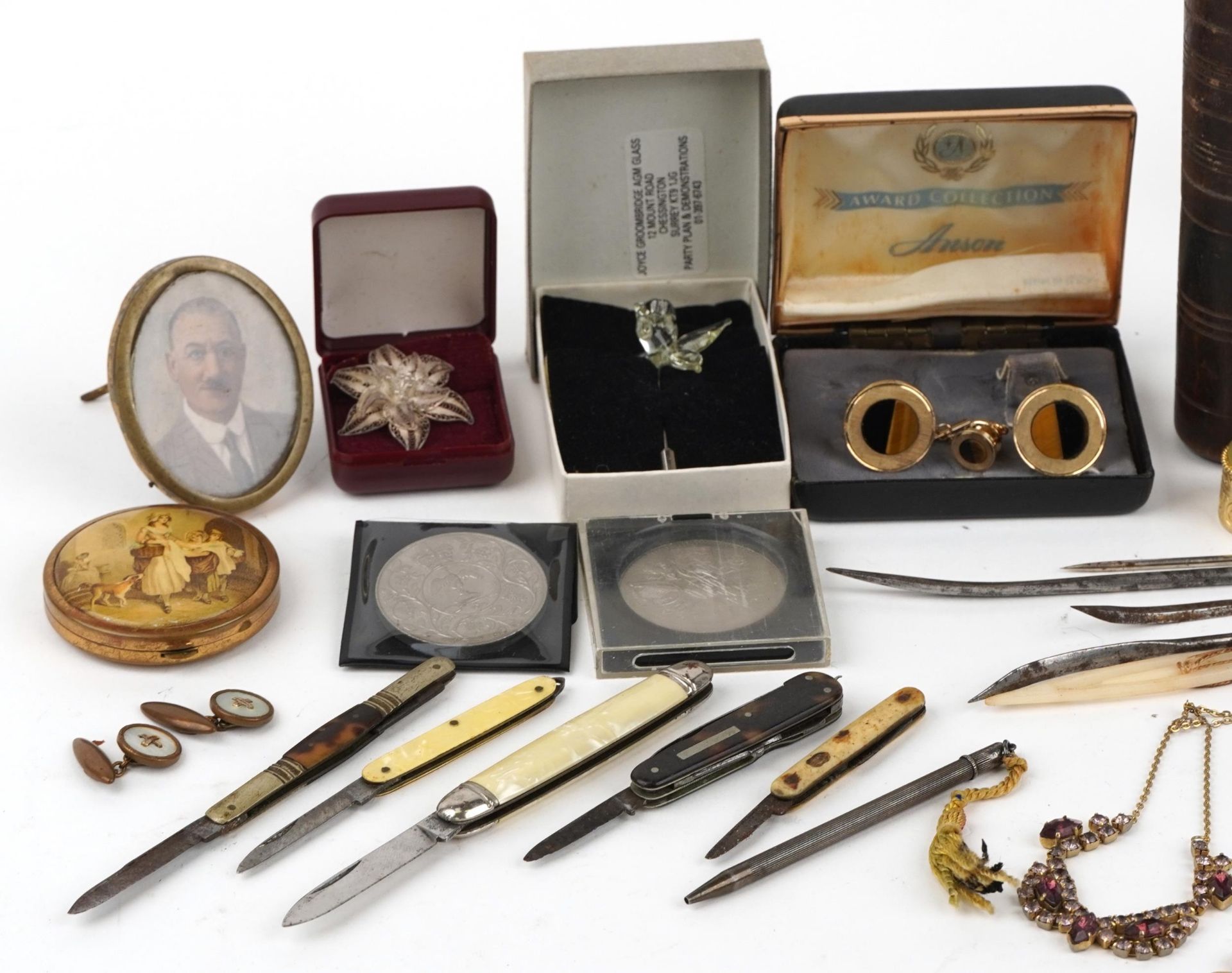 19th century and later sundry items including silver propelling pencil, oval portrait miniature of a - Image 2 of 3