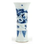 Chinese blue and white porcelain beaker vase hand painted with children playing in a landscape, 21.
