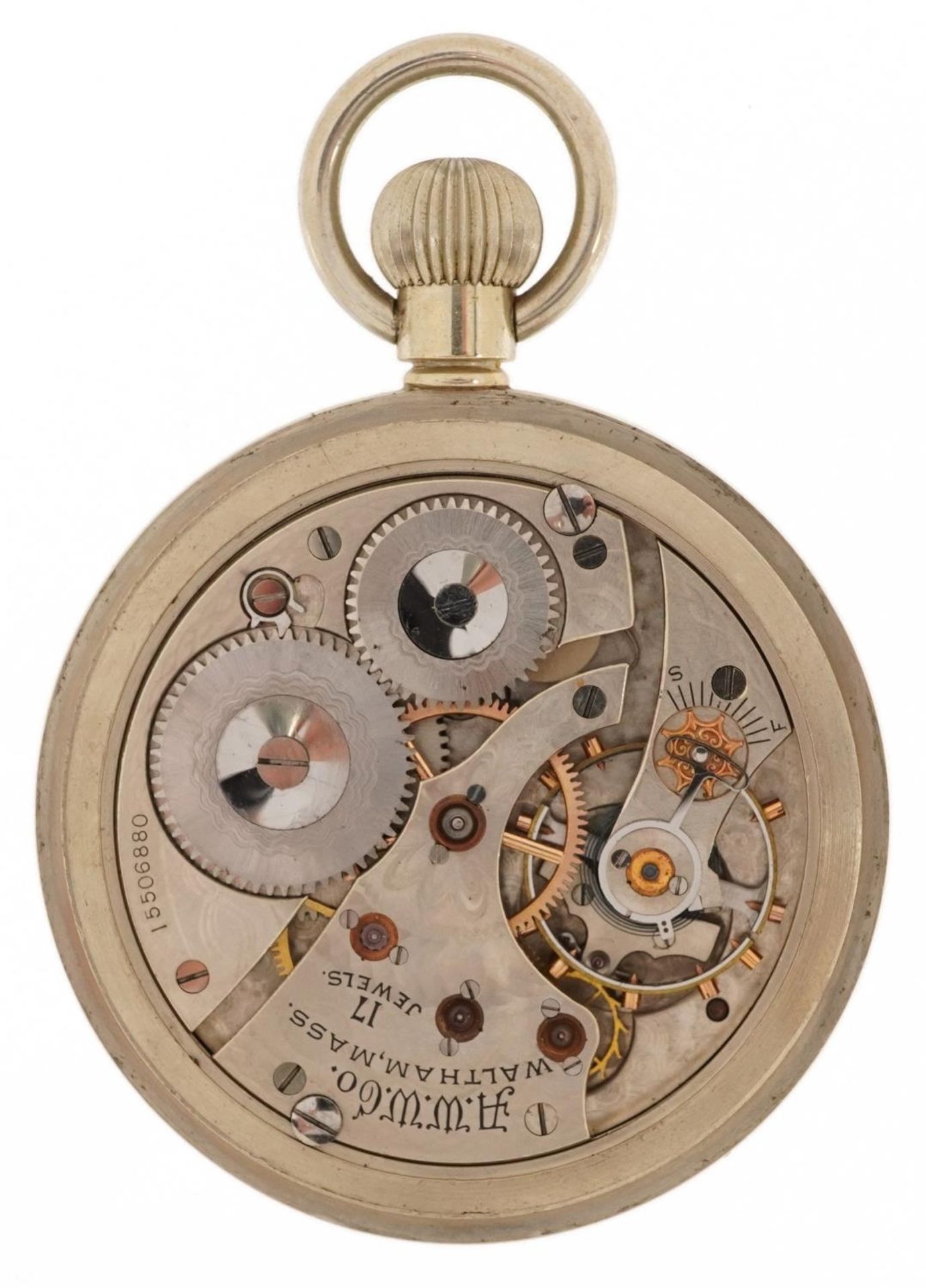 Waltham, British military issue gentlemen's open face pocket watch, the case engraved H.S.3, 50. - Bild 3 aus 4