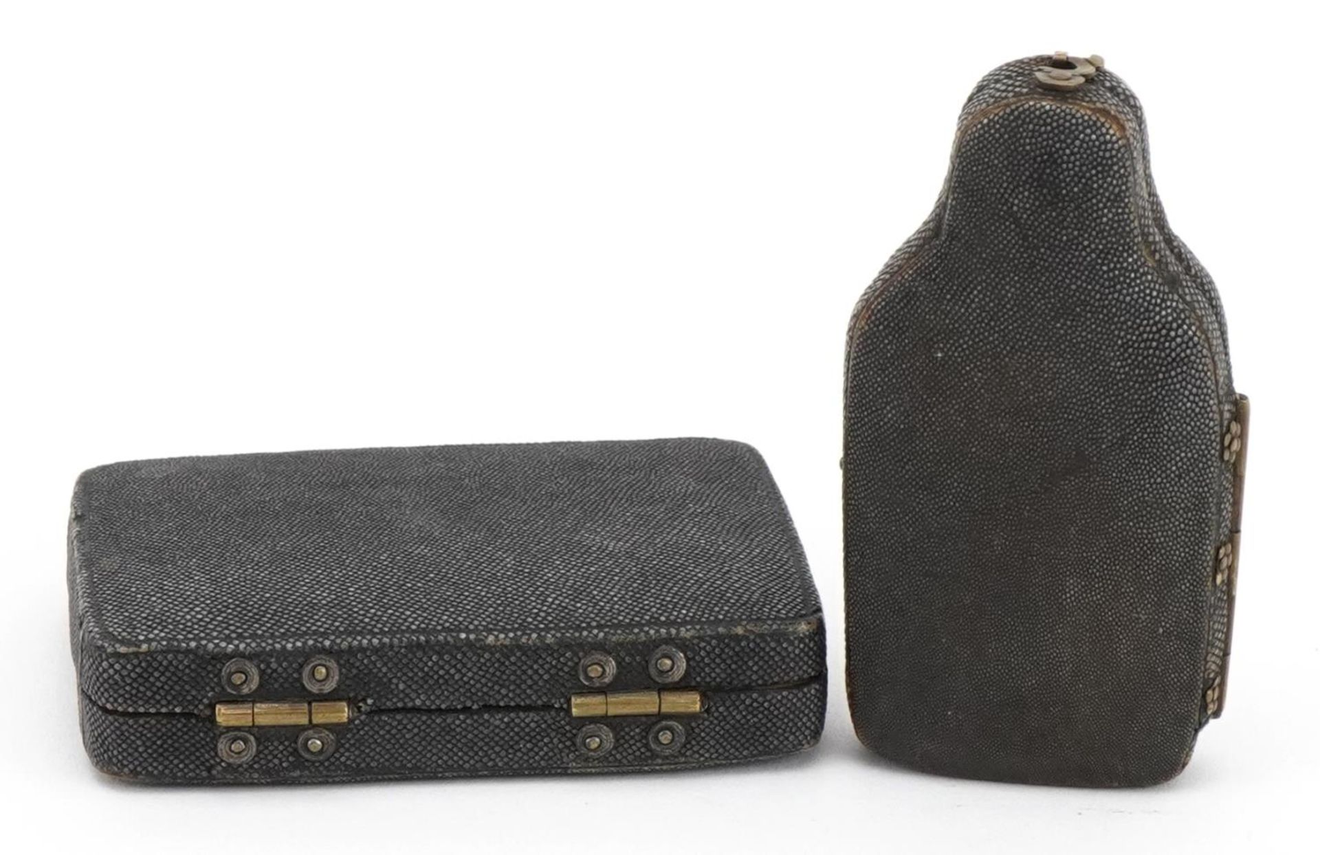 Two Georgian shagreen cases including a scent bottle example, the largest 7cm high : For further - Image 5 of 5