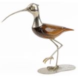 De Stijl Firenze, vintage Italian lacquered wood and metal bird sculpture, 43cm in length : For