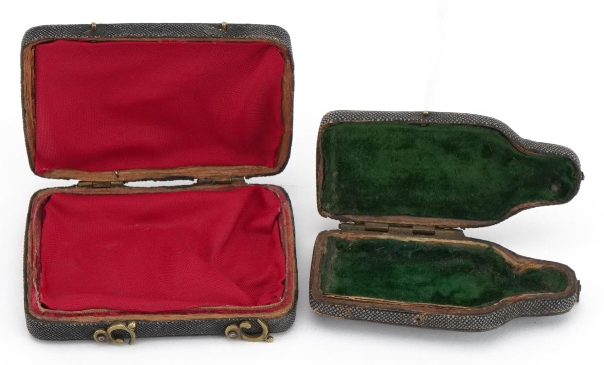 Two Georgian shagreen cases including a scent bottle example, the largest 7cm high : For further - Image 4 of 5