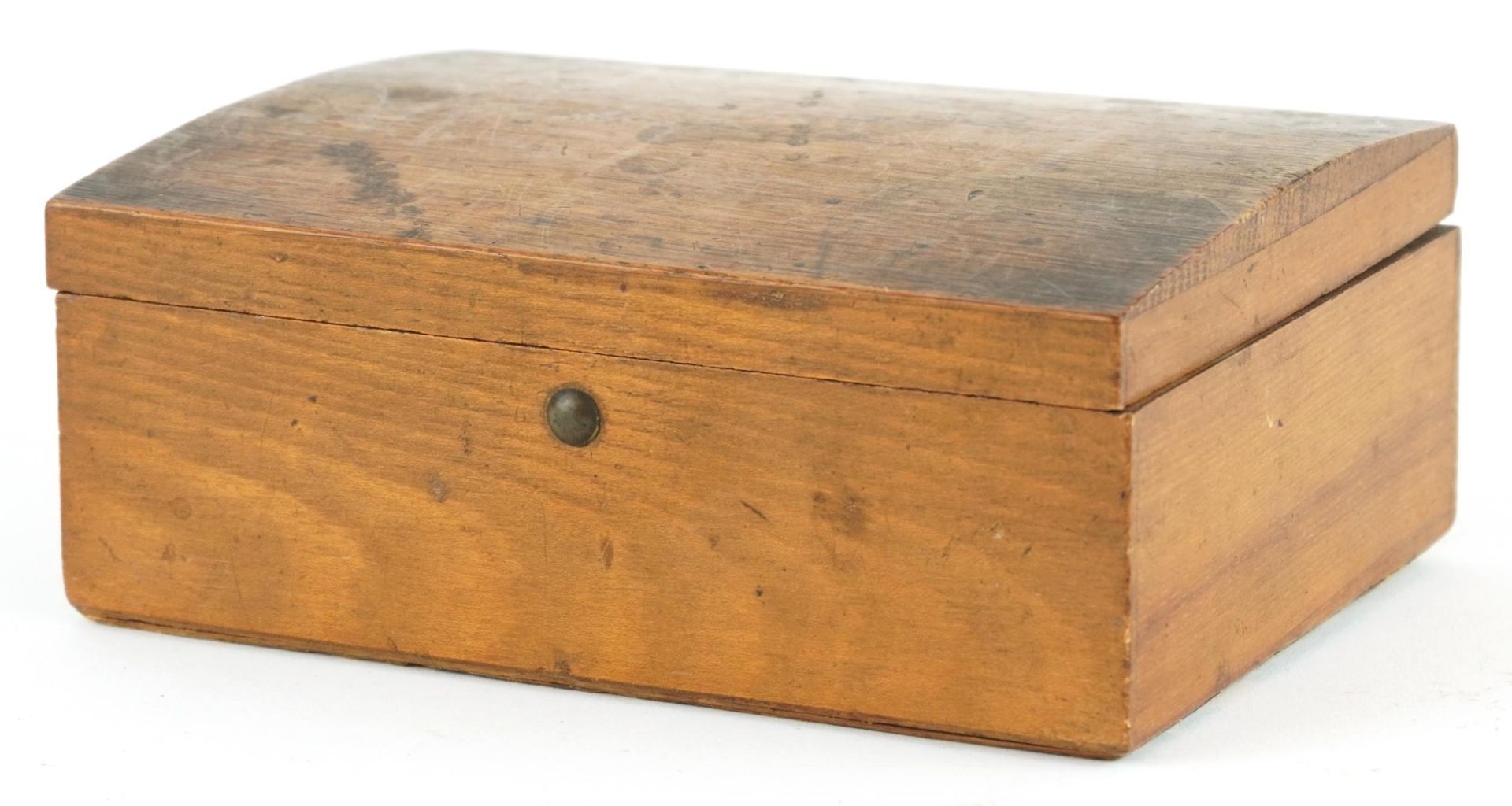 Early 20th century Eugene Rimmel walnut cosmetic box, 6cm H x 15cm W x 10.5cm D : For further