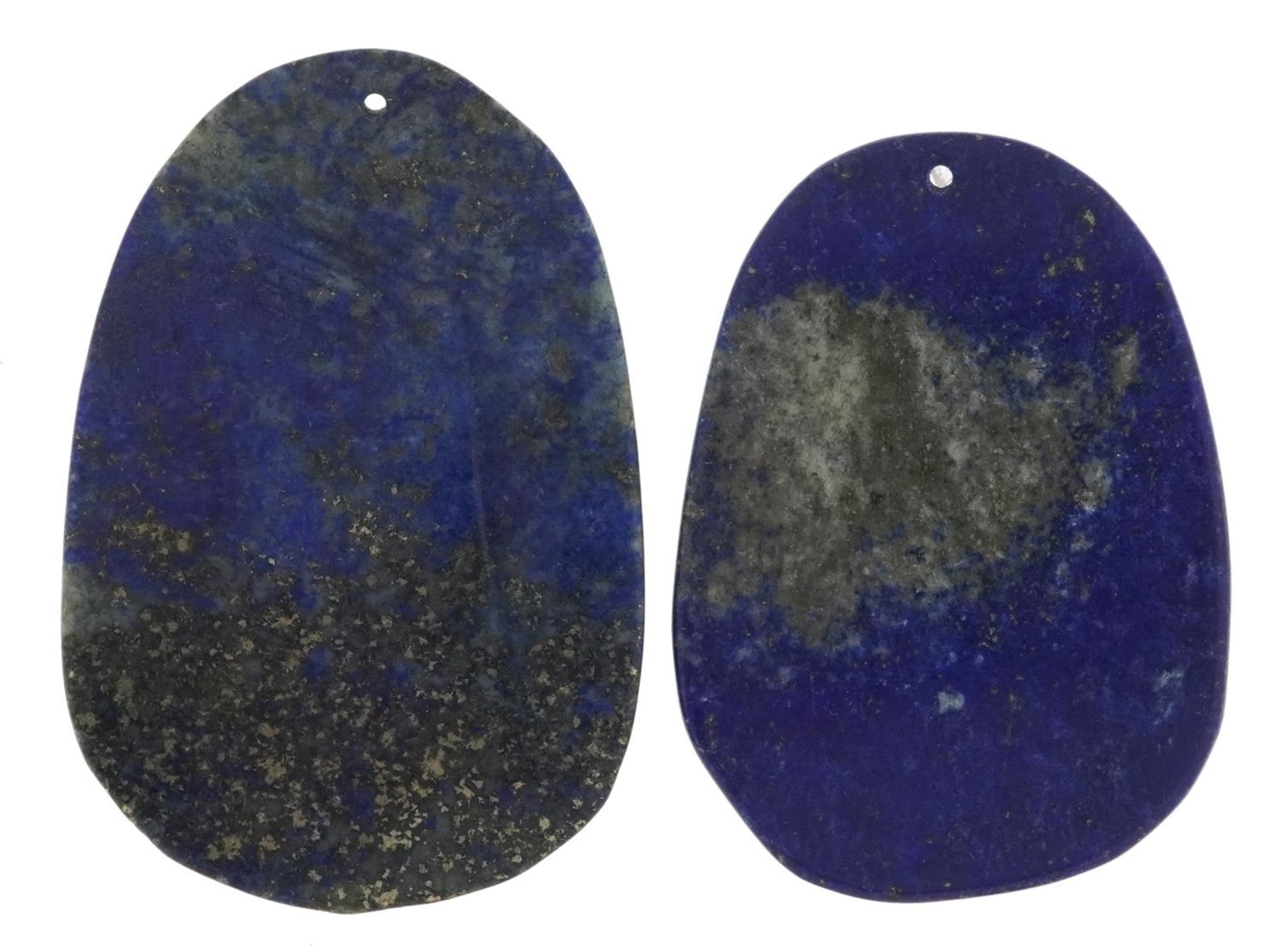 Two Chinese lapis lazuli pendants including one carved with Buddha, the largest 6cm high : For - Image 2 of 2