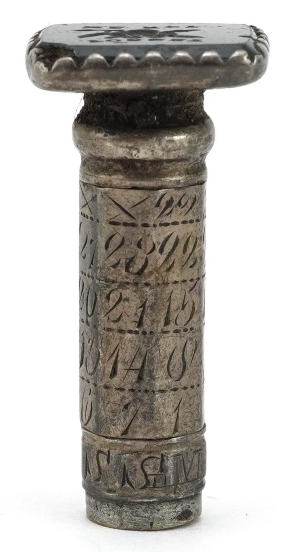 Georgian unmarked silver calendar wax seal, 'Forget me not', 3cm high : For further information on - Image 4 of 6