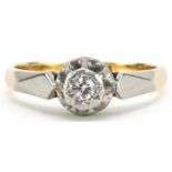 18ct gold and platinum diamond solitaire ring, size N, 3.6g : For further information on this lot
