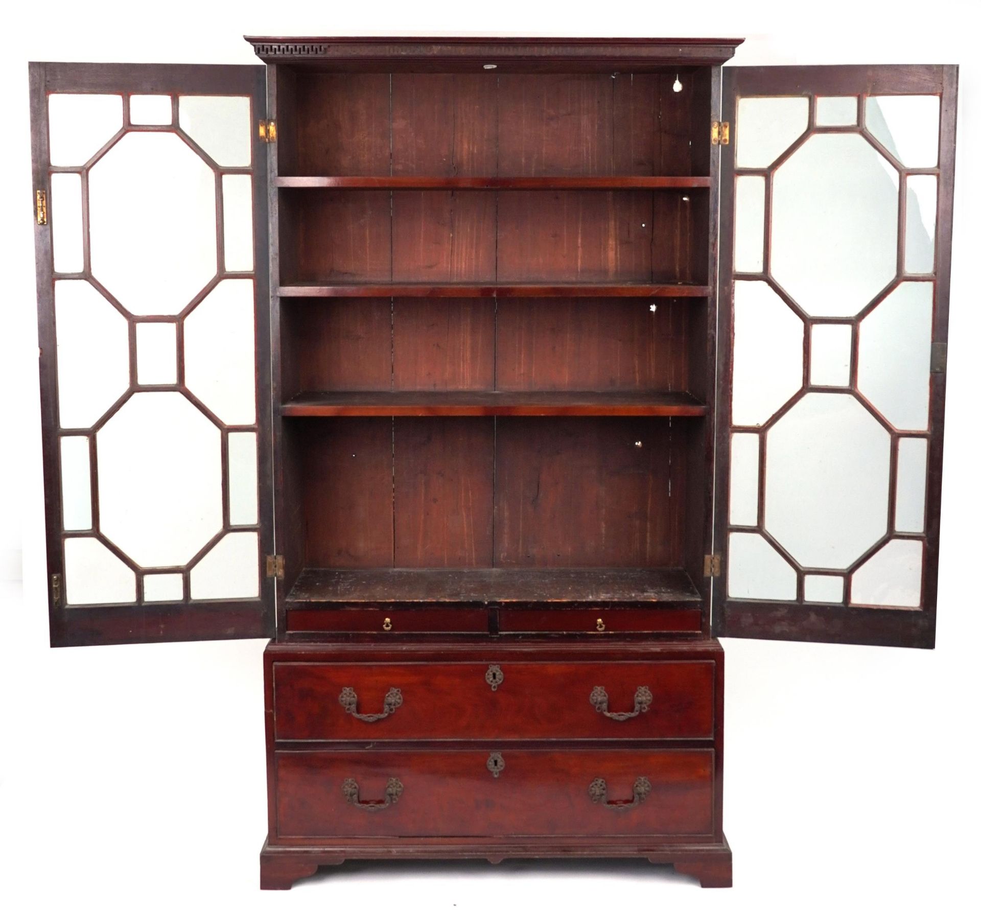 Georgian style mahogany bookcase on stand with a pair of astragal glazed doors enclosing four - Image 2 of 3