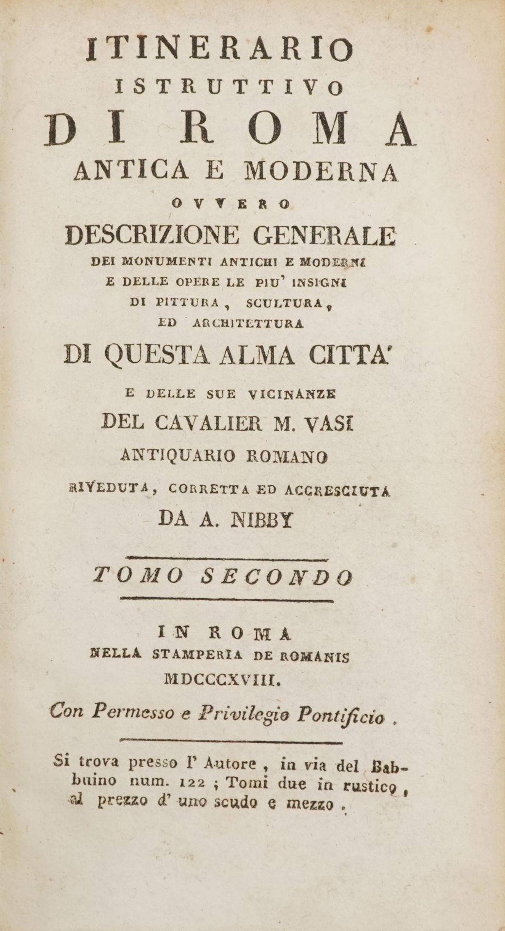 Vellum bound antique Italian book with black and white plates, Itinerario Istruttivo Di Roma 1718, - Image 2 of 9