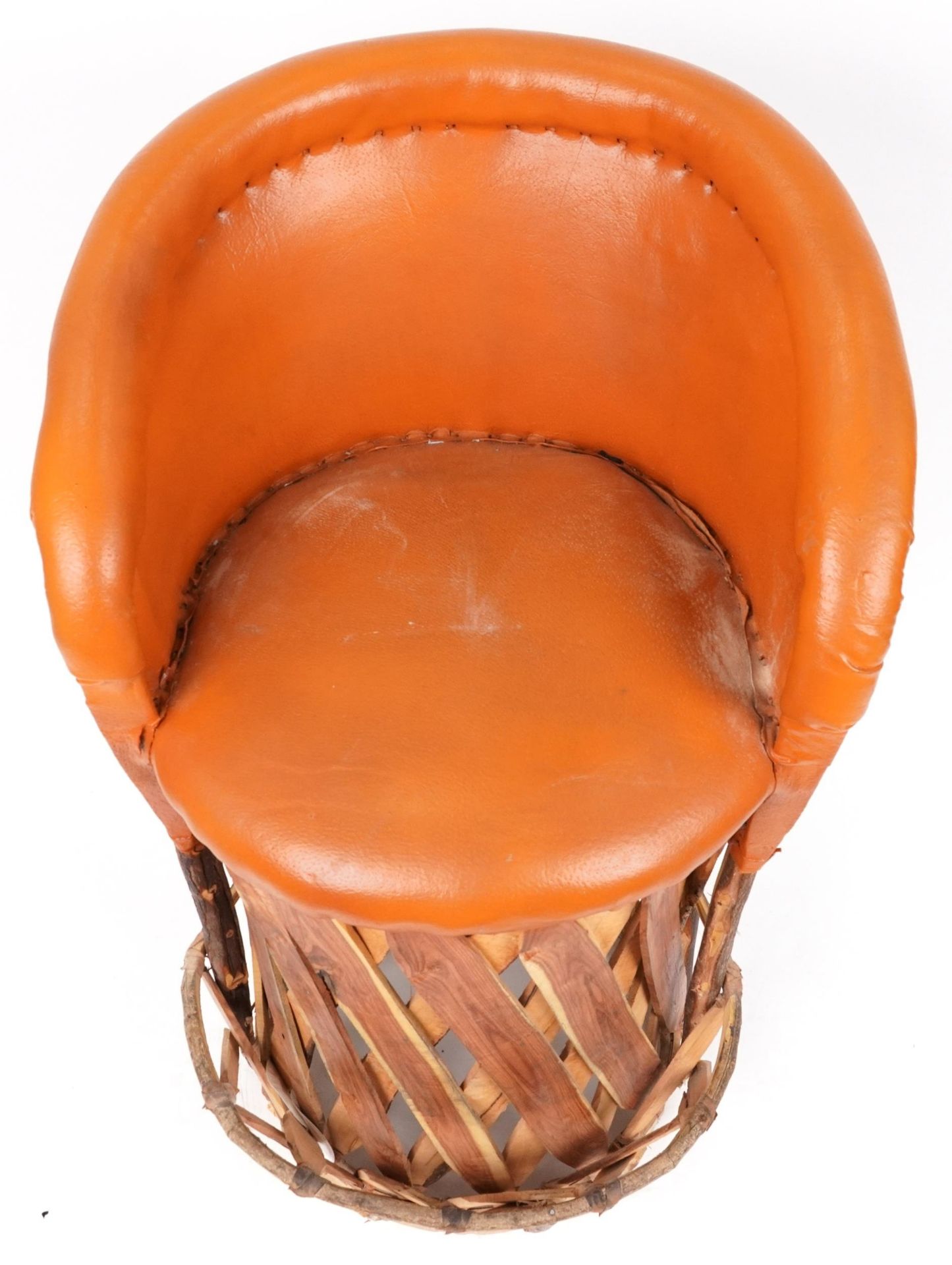 Equipale, Mexican mid century style pig skin and cedar strip bar stool, 107cm high : For further - Image 3 of 4