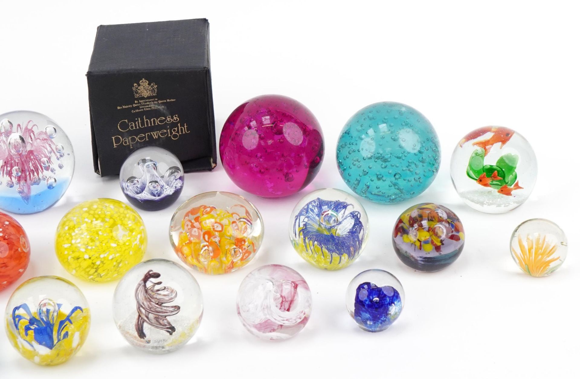 Twenty colourful glass paperweights, one with box, including Caithness Moonflower, Whitefriars and - Image 3 of 4