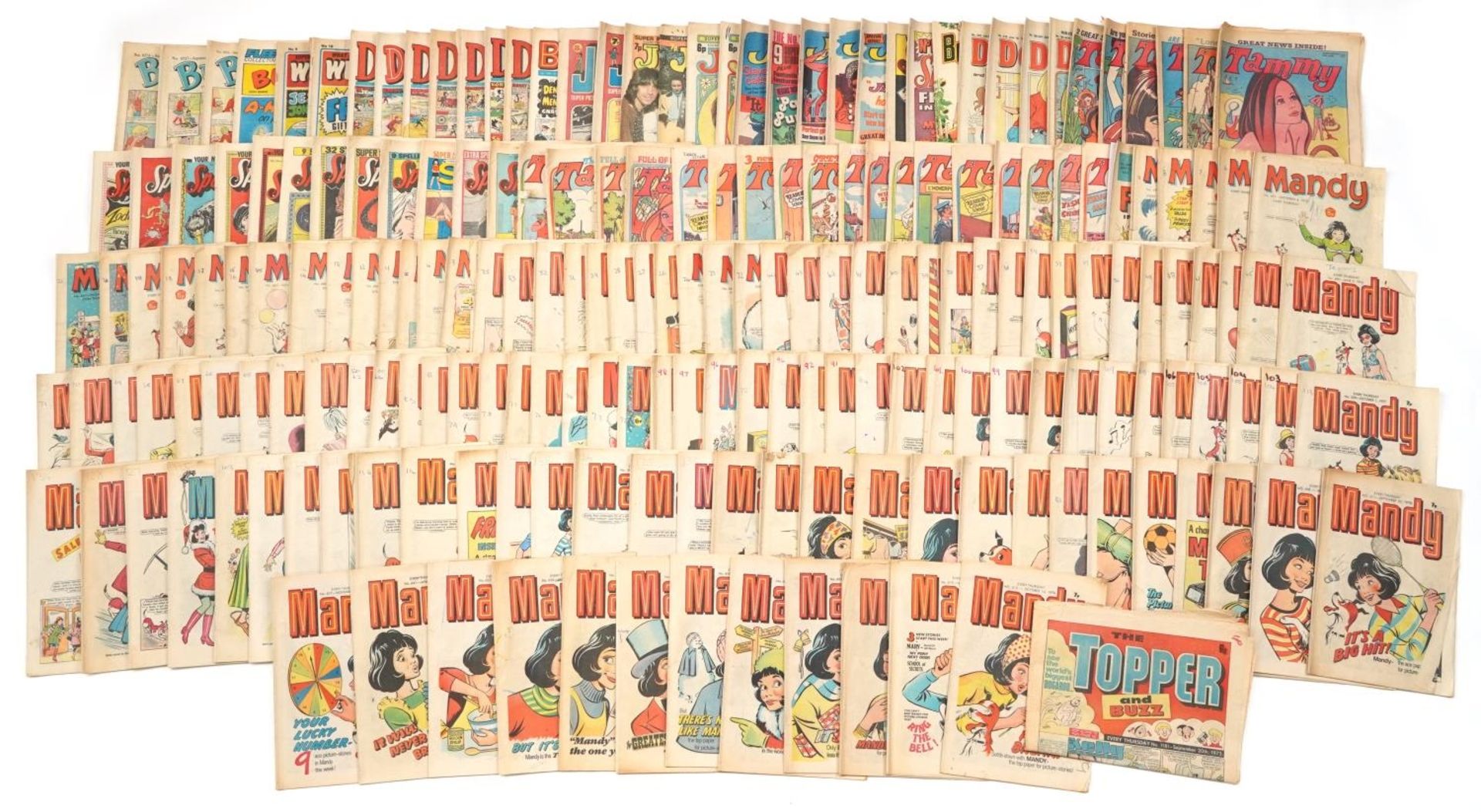 Large collection of vintage comics including Spellbound with number one, Beano, Bunty, Judy,