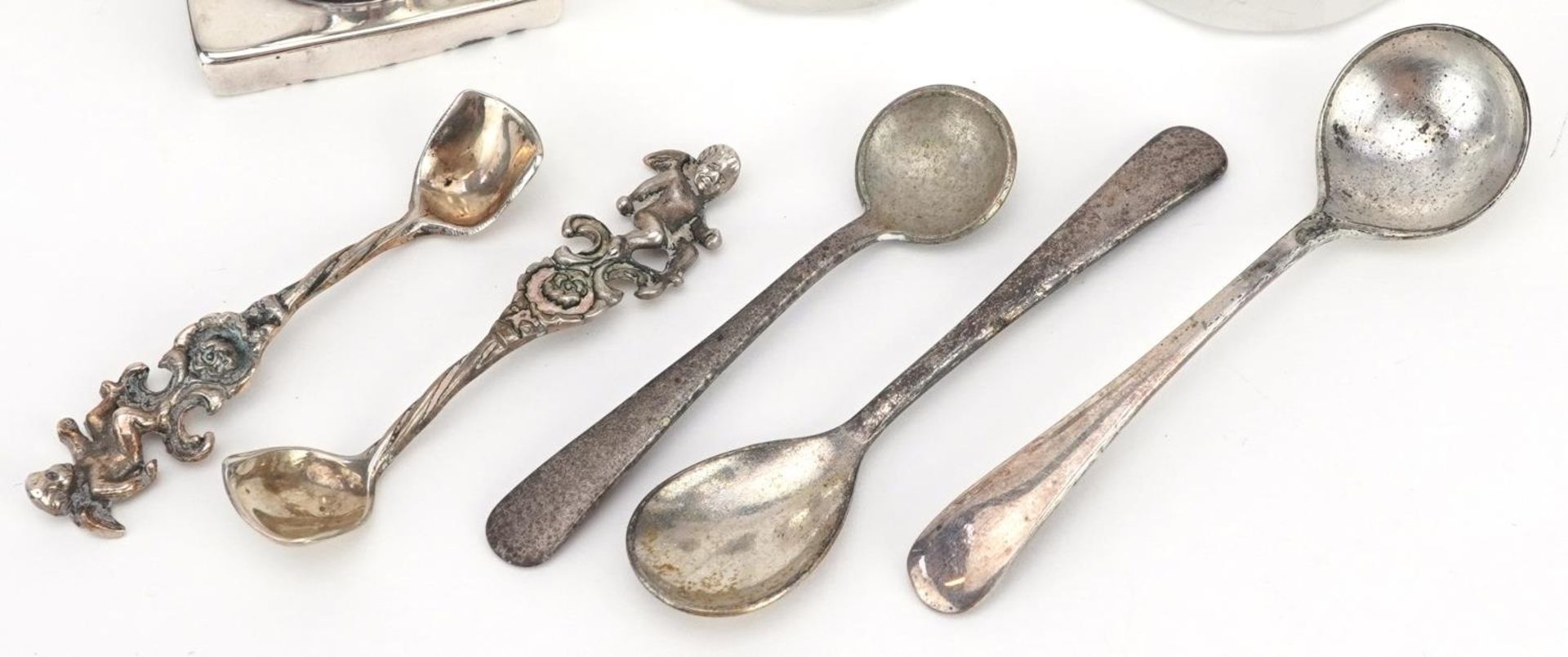 Georgian and later silver and white metal objects including a George III silver caster London 1787 - Image 3 of 5