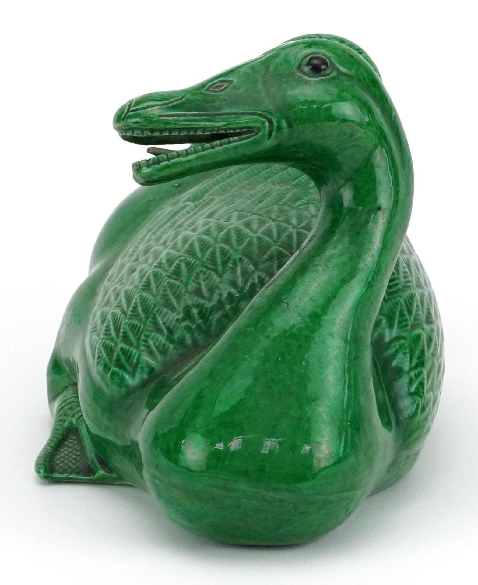 Chinese porcelain Mandarin duck having a green glaze, 18cm in length : For further information on - Bild 3 aus 7