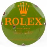 Rolex enamel advertising sign, 29.5cm in diameter : For further information on this lot please visit