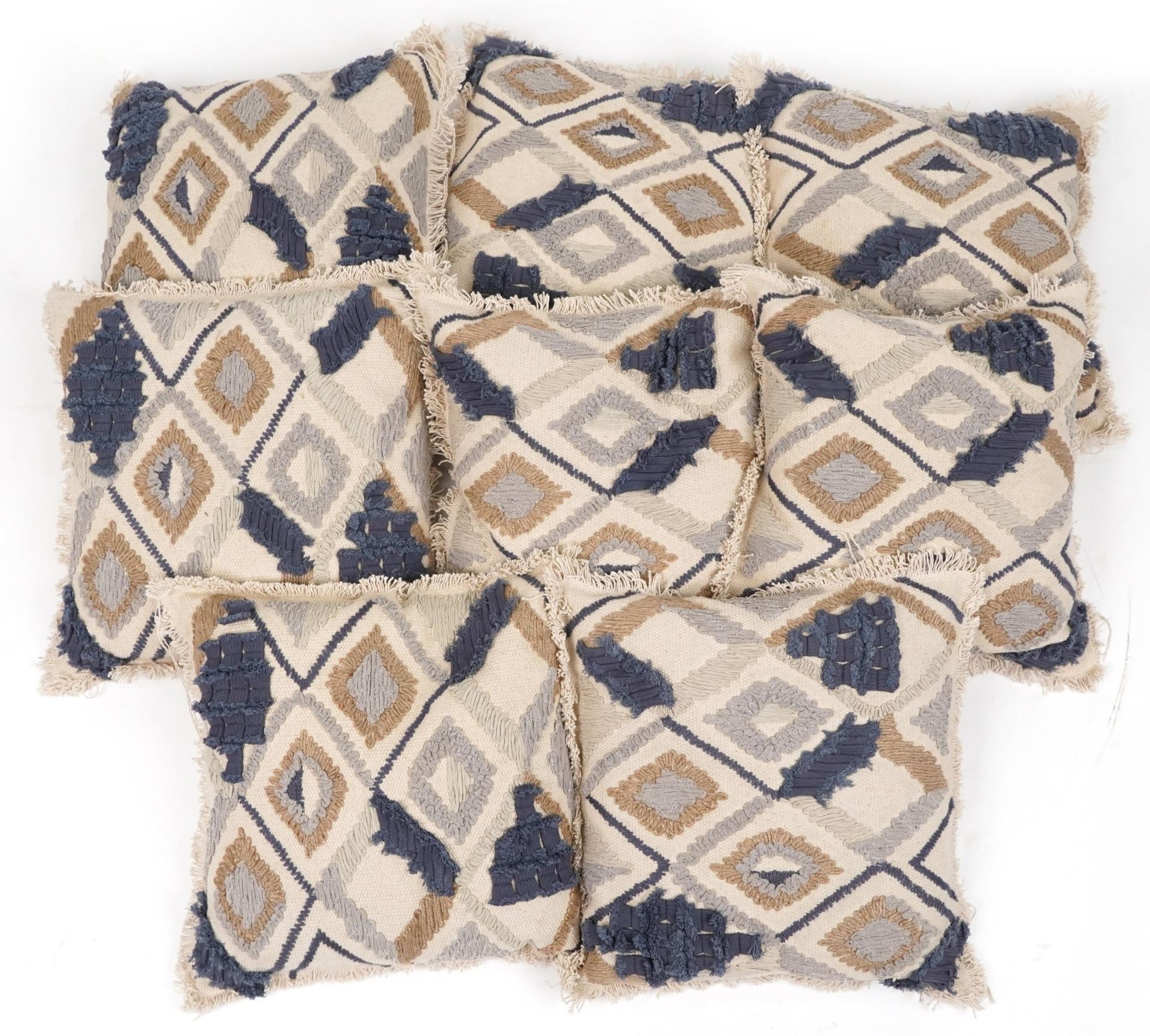 Boheme, eight Kilim style cotton geometric scatter cushions, 45cm x 45cm : For further information