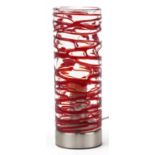 Whitefriars style textured glass table lamp, 32cm high : For further information on this lot