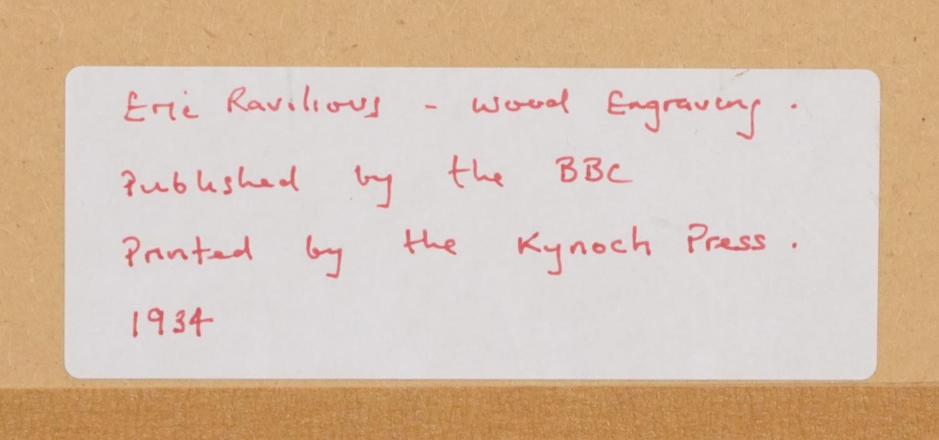 Eric Ravilious - BBC British Art Talks Pamphlet, wood engraving, label verso inscribed Printed by - Image 4 of 4